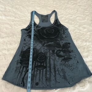 Slate Blue Grey Rose Print Tank
